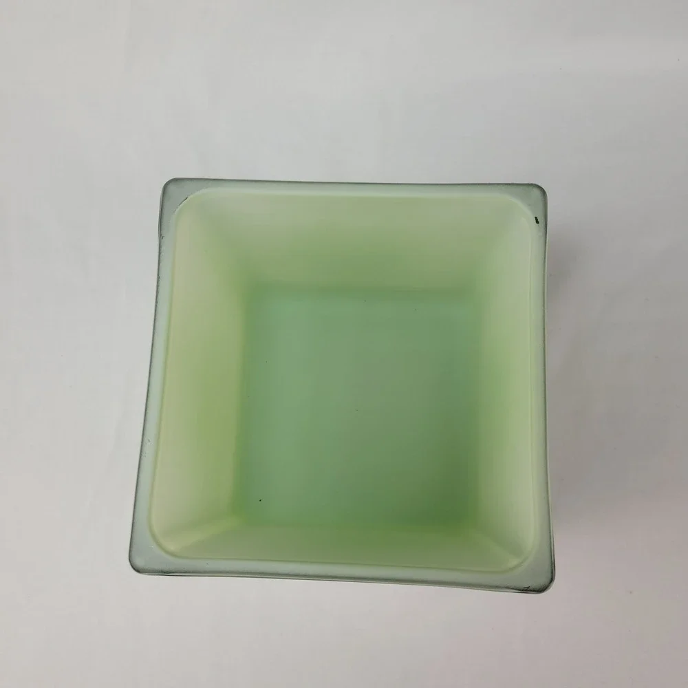 Modern Square Mint Green Frosted Glass Vase Double Walled Candle Holder 5